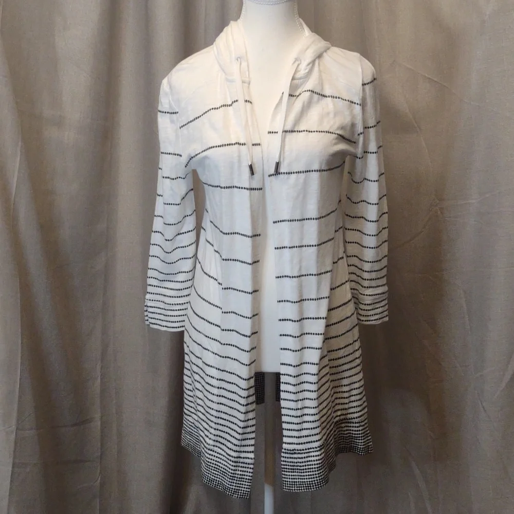 Chico's Ombre Dots Open-Front Hoodie Tunic
